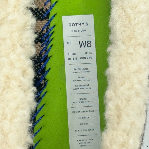 ROTHY’S The Slippers Wool Sherpa Black and Camel Plaid Size 8 NWOB - Picture 10 of 11